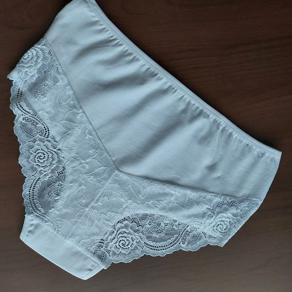 Трусики жіночі високі однотонні з мереживом 58 5791 6XL білі фото